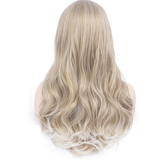 🆕️ Ombre Ash Blonde Wig with Bangs 24”Mixed Color - Picture 5 of 7